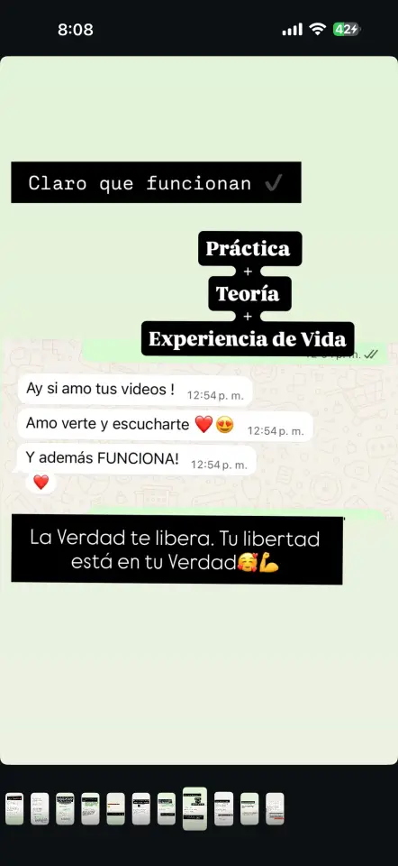 Mensaje de agradecimiento de una participante del programa