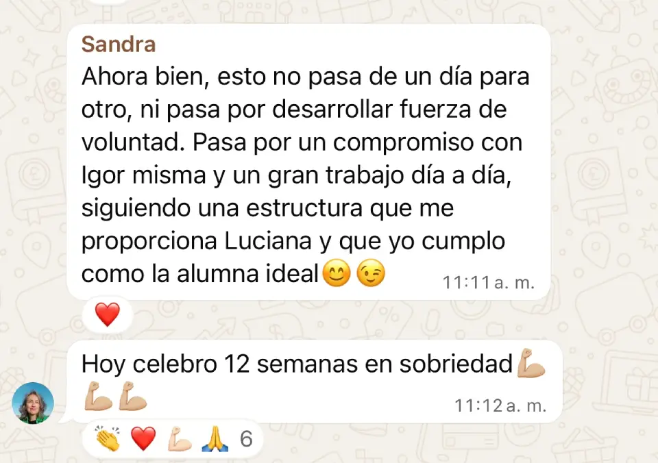 Mensaje de un cliente sobre el acompañamiento recibido